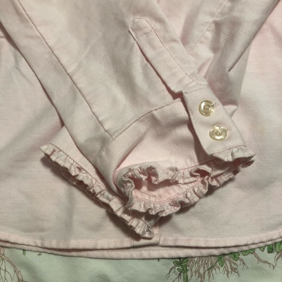 Lands' End Girls Pink Collared Button Down Shirt - Picture 6 of 8